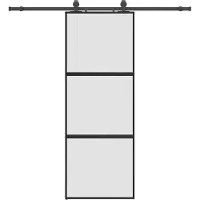 vidaXL Porte coulissante avec ferrure noire 76x205 cm verre trempé