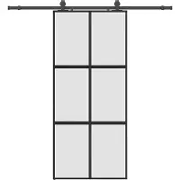 vidaXL Porte coulissante avec ferrure noire 90x205 cm verre trempé
