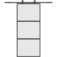 vidaXL Porte coulissante avec ferrure noire 90x205 cm verre trempé
