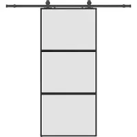 vidaXL Porte coulissante avec ferrure noire 90x205 cm verre trempé