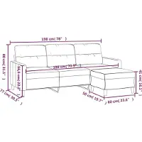 vidaXL Canapé 3 places avec oreillers jaune clair 180 cm tissu