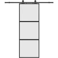 vidaXL Porte coulissante avec ferrure noire 76x205 cm verre trempé