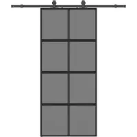 vidaXL Porte coulissante avec ferrure noire 90x205 cm verre trempé