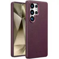 Accezz Coque arrière en cuir avec Magsafe pour Samsung Galaxy S25 Ultra - Heath Purple