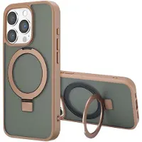 Accezz Coque Ring Stand avec MagSafe pour Apple iPhone 15 Pro - Marron