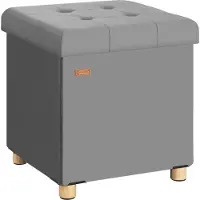 Casaria Pouf Anthracite Velours 42x38x38cm pliable