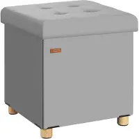 Casaria Pouf Gris Velours 42x38x38cm pliable