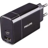Philips Chargeur USB 2x, 30W, 1x USB-A, 1x USB-C
