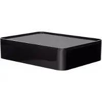 HAN Bloc à ustensile Allison organiseur intelligent, empilable, avec couvercle, pieds antidérapants en caoutchouc plastique ABS, noir