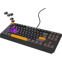 Genesis Thor 230 TKL clavier Gaming USB + RF Wireless + Bluetooth QWERTY Noir, Gris, Orange