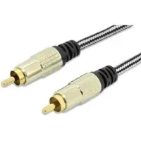 Ednet Câble Audio Mono Blindé RCA Mâle - Mâle Gaine Coton Connecteur Or 1,5 m
