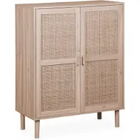 Sweeek Buffet En Cannage Camargue Décor Bois Et Cannage 2 Portes L 80 X L 40 X H110 Cm