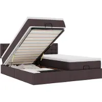 vidaXL Lit ottoman avec matelas & LEDs Marron foncé 180x200 cm Tissu