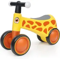 Vrooomy Vélo d'équilibre à 4 roues (1 à 3 ans) – Vélo d'équilibre pour enfants avec guidon à LED, roues en EVA et stabilité renforcée – Vélo d'équilibre pour tout-petits – Jaune