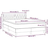 vidaXL Lit boxspring avec matelas rose 160x220 cm velours