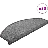 vidaXL Tapis d'escalier 30 pièces 65 x 24 x 4 cm Gris foncé Demi-rond Grand