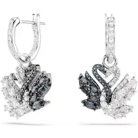 Swarovski Boucles d'oreilles 'Swan' noir / argent / blanc
