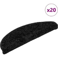 vidaXL Tapis d'escalier 20 pièces 56 x 17 x 3 cm Noir Demi-rond