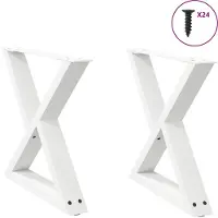 vidaXL Pieds de table basse 2 pcs. Blanc 50x(42-43,3) cm Acier