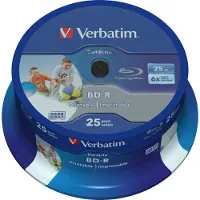Verbatim Bd-r Blu-ray 25gb 6x Dl Large Imprimable Cb 25 Unités