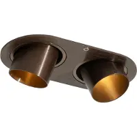 QAZQA Spot encastré arrondi bronze foncé GU10 35 mm inclinable 2 lumières - Installa