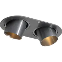 QAZQA Spot encastré arrondi métal canon de fusil GU10 35 mm inclinable 2 lumières - Installa