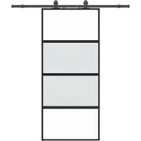 vidaXL Porte coulissante avec ferrure noire 90x205 cm verre trempé