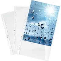 Durable Pochettes perforées Premium , format A4, ouverture sur le dessus, 100 p., lisse, transparent