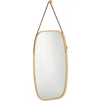 Relaxdays Miroir ovale mural suspendu, en bambou (43.50 x 76.50 cm)