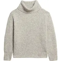 Superdry pour femme. W6110582A Pull en côtes brossées gris (L/XL), Casuel, Acrylique