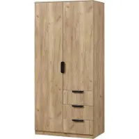 En.casa Armoire 'Eiselfing' 176 x 80 x 52 cm avec 2 portes, 1 tringle, 4 compartiments, 3 tiroirs imitation chêne