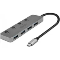 Lindy 43383 Hub USB 3.2 Type C 4 ports avec interrupteur marche/arrêt