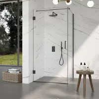 FortiFura Galeria Cabine de douche - 80x80x200cm - scharnières - barre de renfort - poignée plat - verre clair - Gunmetal brossé PVD SW1122547/SW1122563/SW797907/SW797914