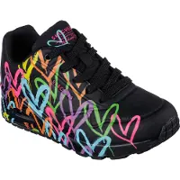 SKECHERS Baskets basses 'Uno-Highlight Love' vert clair / orange / rose clair / noir