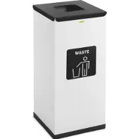 Ulsonix Expondo poubelle - 60 L - blanche - étiquette « déchets résiduels »