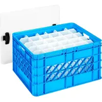 Sunware Casier à verres Square, avec couvercle et insert, bleu, 52 l, pour 30 verres