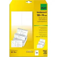 Sigel - Blanc - A7 (74 X 105 Mm) - 185 G/M² - 160 Carte(S) (20 Feuille(S) X 8 Fiches