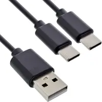 InLine Câble de charge USB 2en1 en Y, 1x USB-A mâle à 2x USB-C mâle, noir 2m