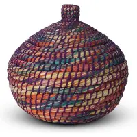 Safaary Panier de rangement avec couvercle en gazon de mer Panier Fuchsia