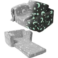 Vevor Fauteuil pour Enfants Pliable Canapé pour Enfants Éponge 25D Haute Densité Housse et Couverture Phosphorescent en Tissu Polaire Sofa Tout-Petits pour Se Reposer Chambre à Coucher Salle de Jeux