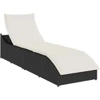 vidaXL Chaise longue pliante avec support et espace de rangement Noir Poly-Rattan