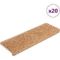 vidaXL Tapis d'escalier 20 pièces 65 x 21 x 4 cm Beige Bord rectangulaire
