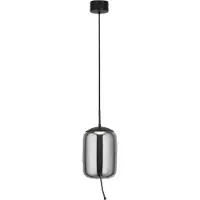 Searchlight Lampe suspendue Verre Lisbon noir avec verre cylindrique fumé