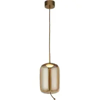 Searchlight Lampe suspendue Verre Lisbon cuivre rouge avec verre cylindrique ambré