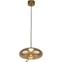 Searchlight Lampe suspendue Verre Lisbon cuivre rouge avec verre rond ambré