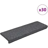 vidaXL Tapis d'escalier 30 pièces 65 x 21 x 4 cm Gris foncé Bord rectangulaire