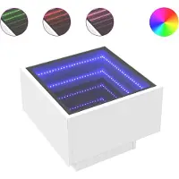 vidaXL Table d'appoint avec LED Blanc 40x40x30 cm Bois composite