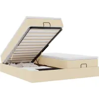 vidaXL Lit ottoman avec matelas Crème 180x200 cm Tissu