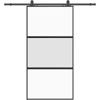 vidaXL Porte coulissante avec ferrure noire 102,5x205 cm verre trempé