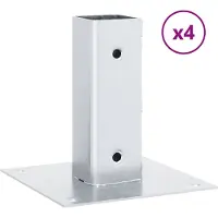vidaXL Bases de poteau carrées 4 pcs argent 51x51 mm acier galvanisé